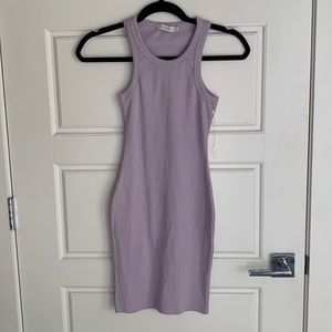 Purple ribbed mini dress